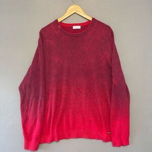 Calvin Klein Red Men’s Knit Sweater Splatter Style Size Large Cotton Blend